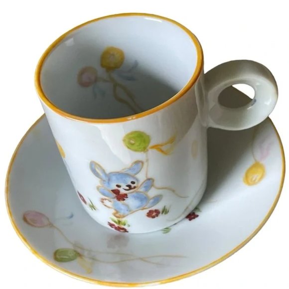 Set: DEMITASSE Bunny cup and sauce, Flowers, Balloons Espresso demitasse 4oz - Picture 12 of 14